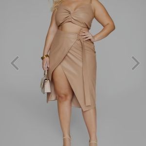 Eva faux leather wrap skirt